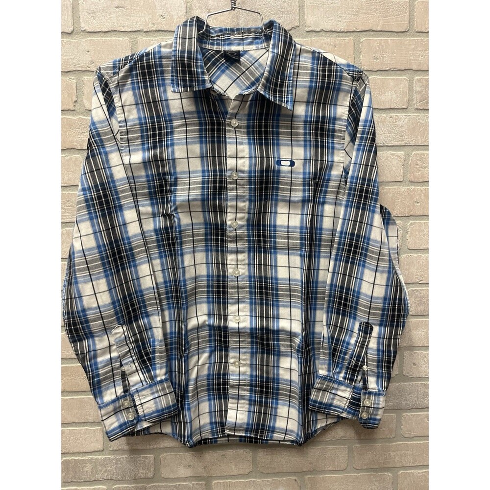 Oakley Button men’s Blue plaid shirt size medium regular fit